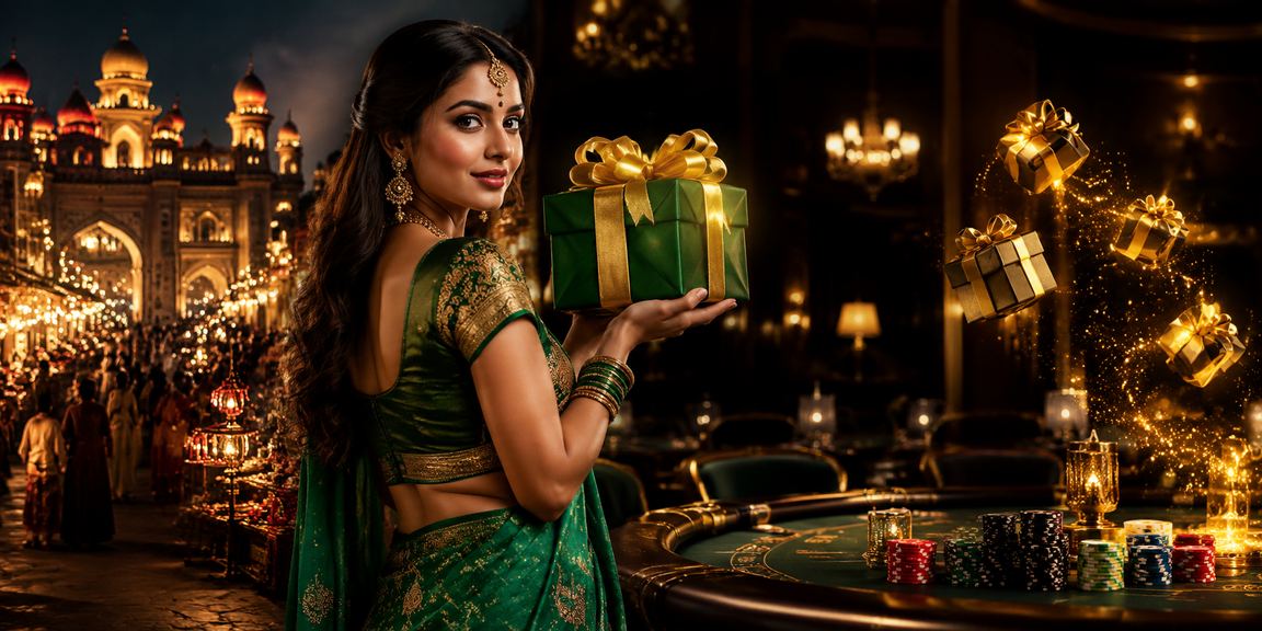 Live baccarat game with dealer in traditional Indian saree clothing